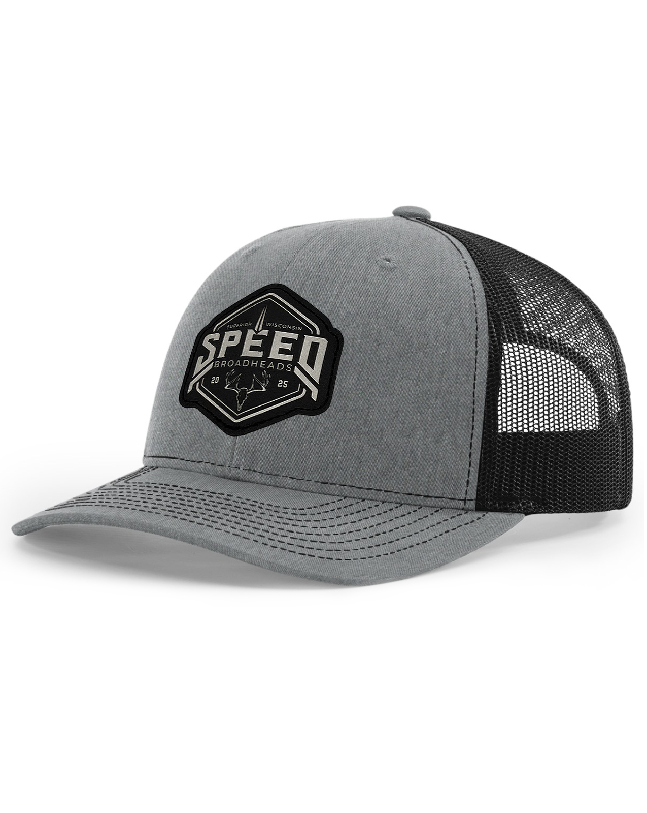 Speed Grey Leather Patch Mid Pro Hat – Speed Broadheads